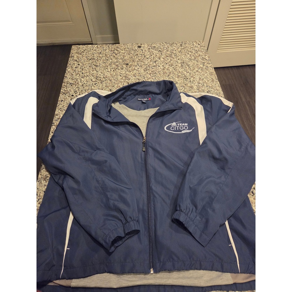 Sport-Tek Windbreaker Jacket Mens 2XL Navy Blue Team Citgo Full Zip Mesh Lined